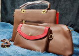 LARGE SAFFIANO LEATHER SATCHEL HAND BAG | 3 IN 1 | MK SIGNATURE