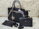 NEW-EDITION SAFFIANO LEATHER BAG | 3 IN 1 BAG SET | GOLD KEY-CHAIN