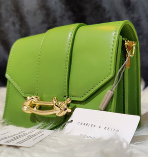 METALLIC BUCKLE CROSSBODY BAG - GREEN | PREMIUM QUALITY