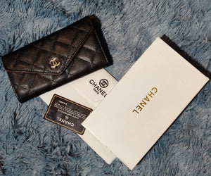 BLACK WOMEN WALLETS LAMBSKIN CLASSIC FRONT FLAP WALLET | OFFICIAL SIGNATURE WALLET