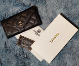 BLACK WOMEN WALLETS LAMBSKIN CLASSIC FRONT FLAP WALLET | OFFICIAL SIGNATURE WALLET