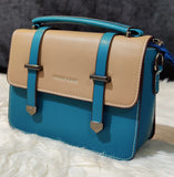 FASHION & BAG WOMEN SMALL TWO-TONE LEATHER SATCHEL & SHOULDER BAG