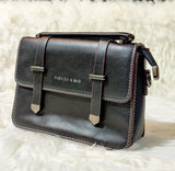 FASHION & BAG WOMEN SMALL TWO-TONE LEATHER SATCHEL & SHOULDER BAG