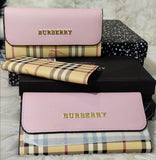 VINTAGE CHECK AND LEATHER CONTINENTAL WALLET FOR WOMEN